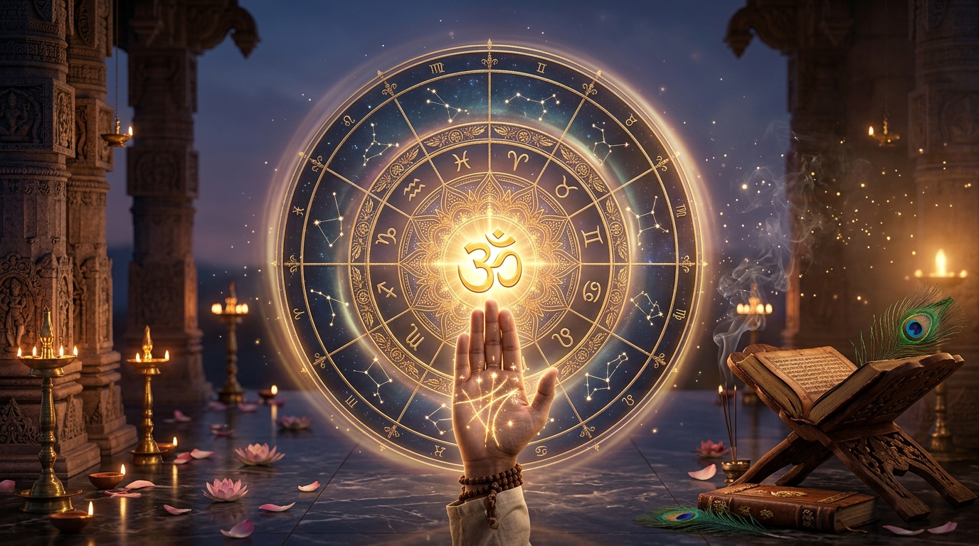 Vedic Temple Sanctuary and Golden Palm Mandala